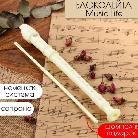 Music Life Blockflate, beige, German system, soprano, 30 cm