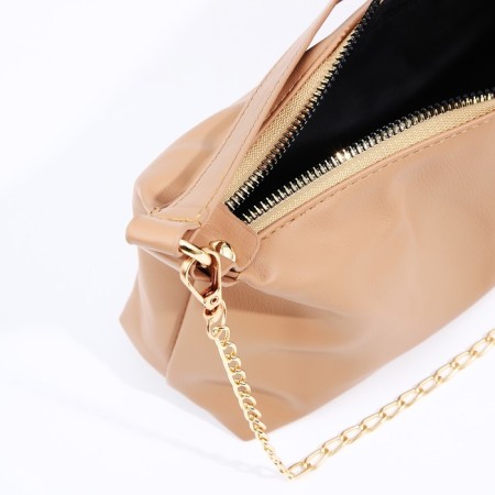 Baget bag with zipper, beige color-7