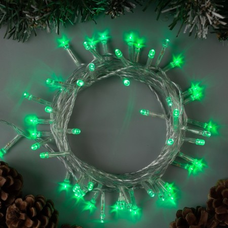 Garland “thread” 5 m, IP20, transparent thread, 50 LED, green glow, 8 modes, 220 V