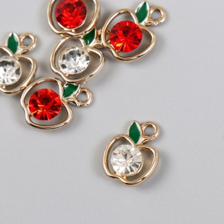 Decor for creativity metal, rhinestones, enamel "Apple" mix 1.2x1.4 cm-1