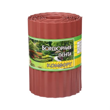 Border tape, 0.2 × 9 m, thickness 0.6 mm, plastic, corrugation, dark brown, Greengo-7