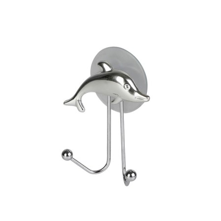 Double Axentia hook, on suction cup, chrome steel, 9x10x3.5 cm