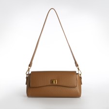 Bag Women's Messenger on the Textura valve, average size, brown color