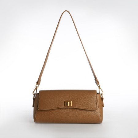 Bag Women's Messenger on the Textura valve, average size, brown color