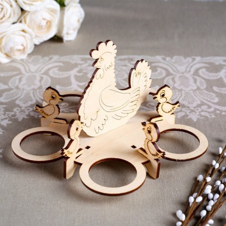 A stand for 5 eggs "Chicken with chickens", 17.5x17.5x11.0 cm-1