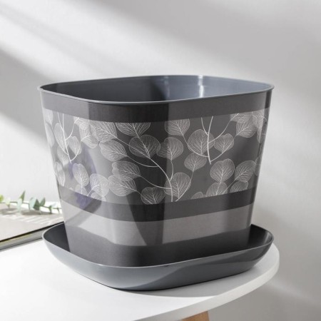 Pot with the pallet "Listopad", 7.3 l, the color is dark gray