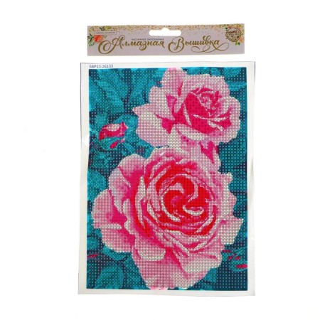 Diamond mosaic with full filling on the canvas "Roses on the Couple", 15 x 21 cm-3