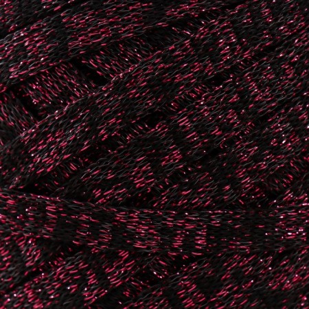 Knitted yarn "Ribbon" with Lurex 85m/170 ± 5 g (black, lurex: fuchsia)-2