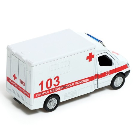 Metal machine "ambulance", 1:32, light and sound, inertia, doors open-2