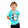 Children's T -shirt, turquoise color/penguin, height 134 cm