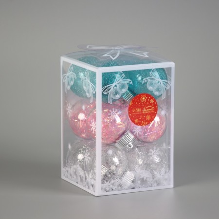 Set of balls plastic D-6 cm, 12 pcs "Kaleidoscope" whim, mix-1