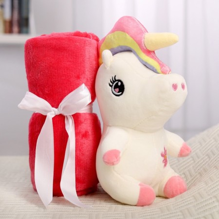 Soft toy "Unicorn", with a blanket, mix-1