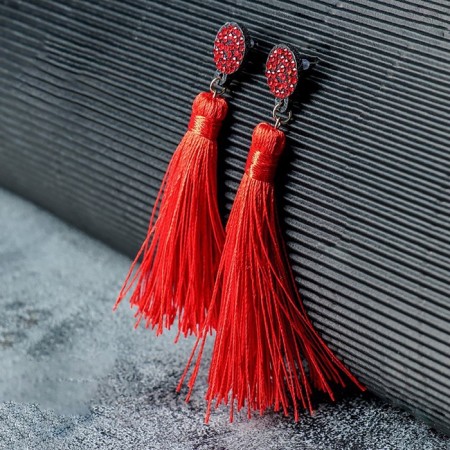 Earrings "Brushes" harmony, red color, l brush 8.5 cm-4