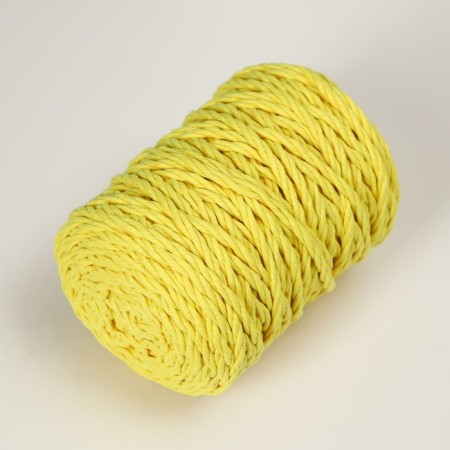 Knitting cord 80% cotton, 20% polyester twisted 3 mm, 185g/45m, 23-yellow-1