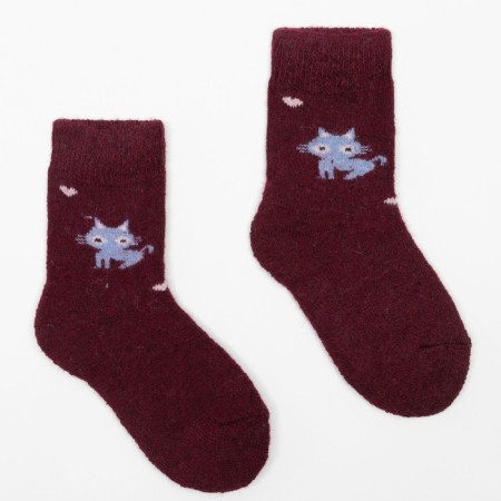 Children's woolen socks "cats", color mix, size 16-7