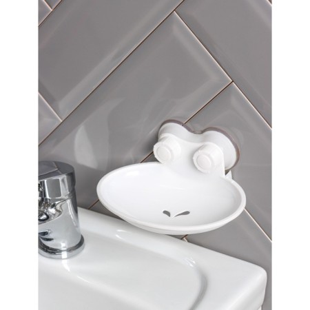 Soap dish on suction cups, plastic, 15 × 11 × 6.5 cm, white color-2