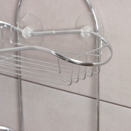 2-tier shelf on the suction cup “Wave”, 25 × 11 × 45 cm, 2 hooks, chrome color-2