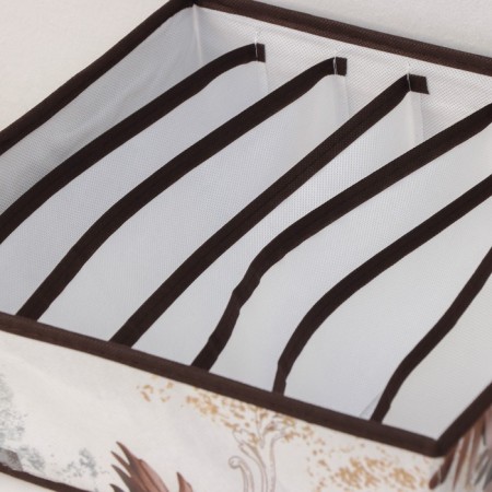 Organizer for storing linen of the Astra, 7 cells, 34 × 30.5 × 10 cm, brown color-1