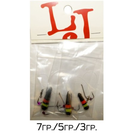 Mormyshka lead a basics neon MIX4, weight 3-5-7 g, 3 pcs.