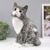 The piggy bank "Cat is gray" height 31.5 cm, width 16 cm, length 24 cm.