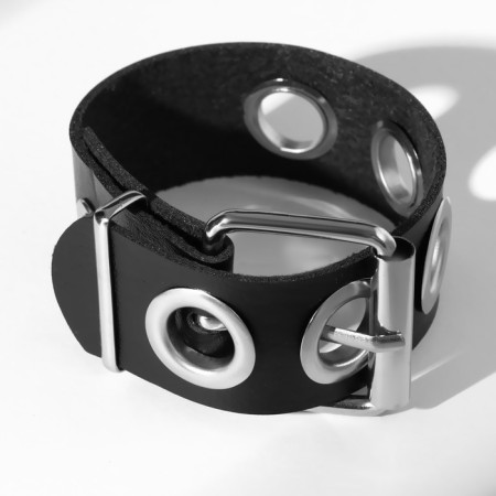 Bracelet Unisex "Hardcore" strap, black color in silver-1