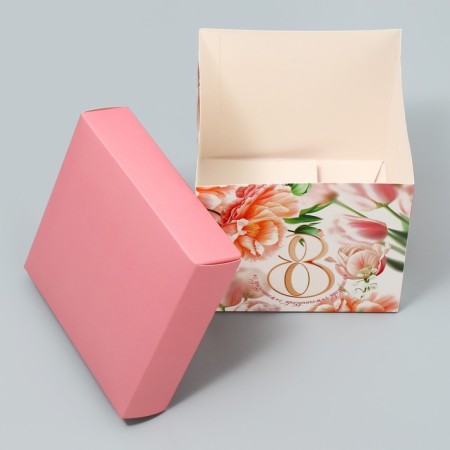 Gift folding box, packaging, “from March 8”, 15 x 15 x 15 cm-4