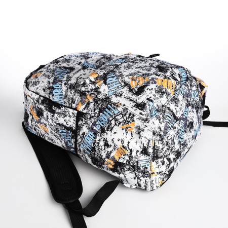School backpack of textiles with a zipper, 3 pockets, white/multi -colored color-4