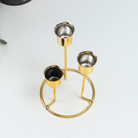 Summary Metal for 3 candles "ascent" gold 16x9x9 cm-2