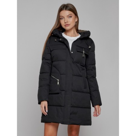 Coat insulated winter female, size 50, black color-7