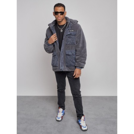 Plush jacket men's, size 48, gray color-8