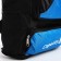 A backpack on a zipper with an increase, 55l, 5 external pockets, blue color