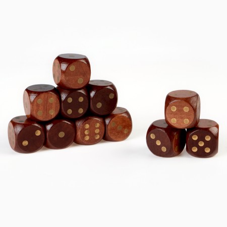 Bones playing, wooden, set 30 pcs, 3 x 3 cm, brown