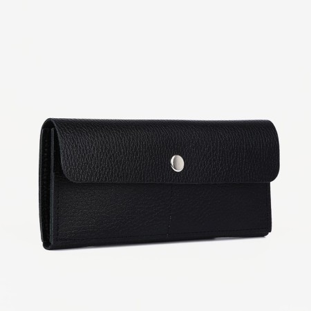 Women's wallet on the button, black color