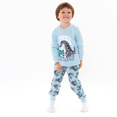 Pajamas for a boy, blue color, height 128 cm