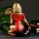 Figure "Cleopatra with a panther sitting large" bronze/red, 21x39x51cm