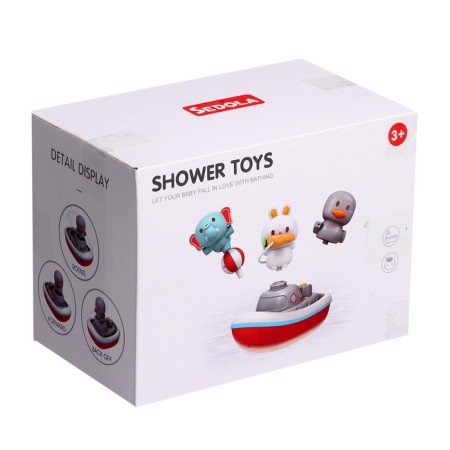 Baby fountain for the bathtub "Beast on a boat", 3 nozzles, works from batteries-12