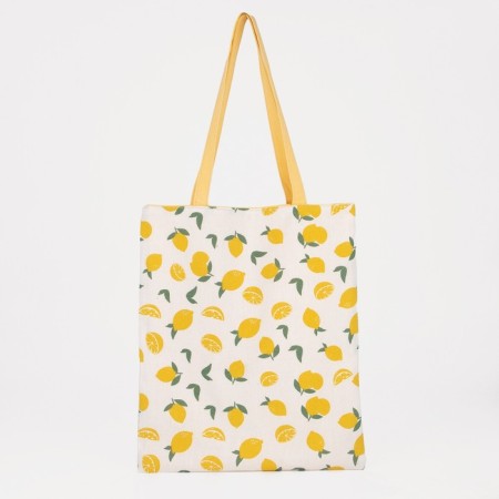 The shop bag is bilateral, without fastening, outer pocket, yellow color-2