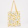 The shop bag is bilateral, without fastening, outer pocket, yellow color