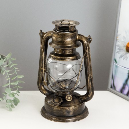 Kerosene lamp decorative black with a golden patina 14x18x27.5 cm Risalux-1