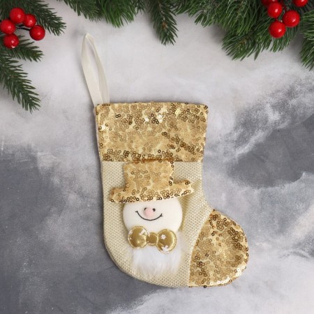 Soft suspension "Nosok - Snowman" sequins 12x17 cm, gold-1