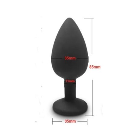 Anal traffic jam-hoods, with a crystal, without vibration, Soft silicone, 35 x 80 mm, black-2