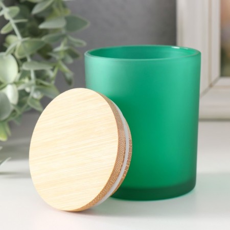 Bank for suppositories glass with a green semi -duma lid 220 ml 7x7x8.4 cm-1
