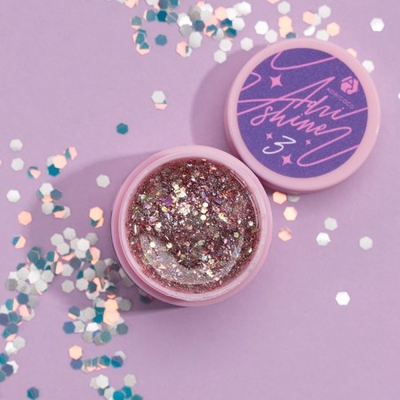 Adricoco Shine nail design, reflective, with a holographic glitter, No. 03 sparkling lilac