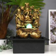 Three Elders with children and gold, 35x25x20 cm desktop fountain from the network