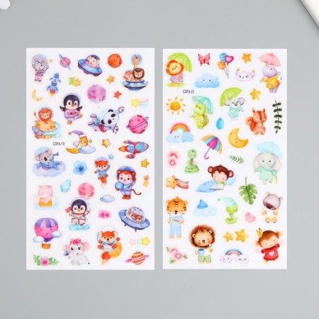 Plastic sticker "Cute animals" mix 10x21.5 cm-1