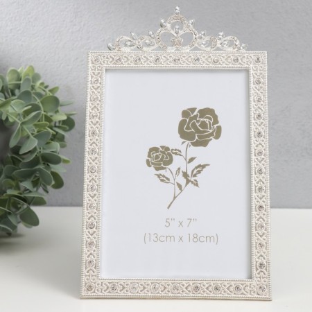 Photo frame metal, glass 13x18 cm "openwork shine" Rhinestones silver 12x20 cm