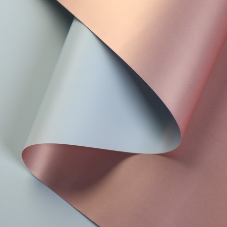 Matte film for flowers, double -sided "marshmallows", blue, bronze, 57 cm x 5 m