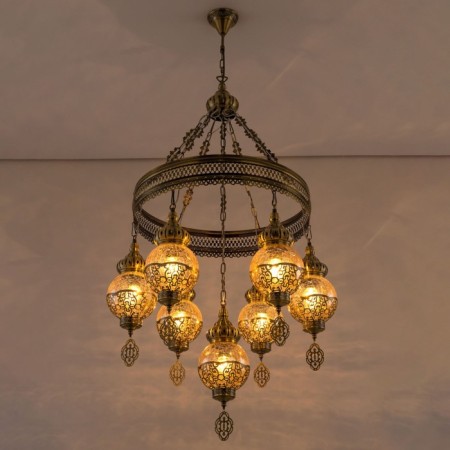 Suspended chandelier Citilux "Cairo" CL419163, 56x56x100 cm, 7x75W, e27, brown color-5