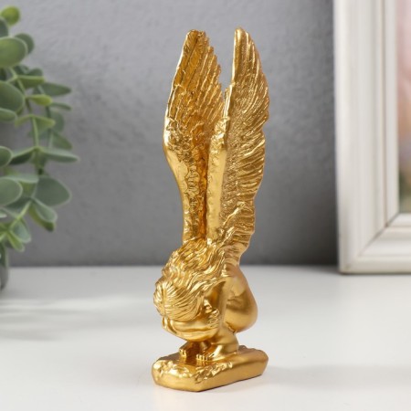 Souvenir Polystone "Angel hugs knees" gold 5x3.5x14 cm-3