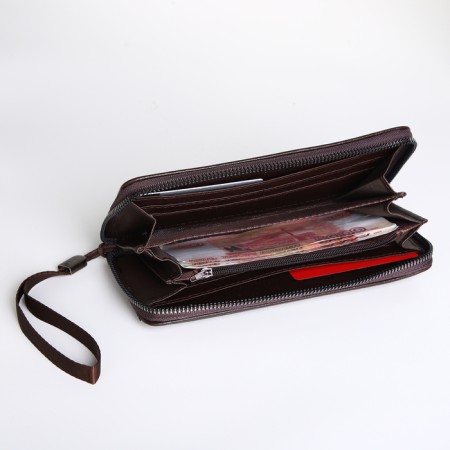 Male purse-clate on a zipper, brown color-4